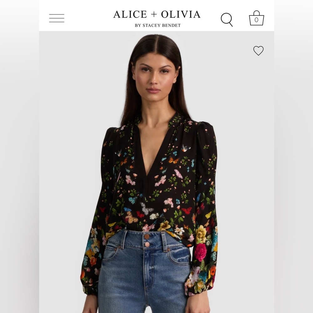 Alice + Olivia Black Floral Blouse